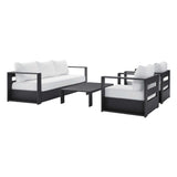 Aspen 4-Piece Outdoor Patio Powder-Coated Aluminum Set in Gray White