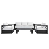Aspen 4-Piece Outdoor Patio Powder-Coated Aluminum Set in Gray White