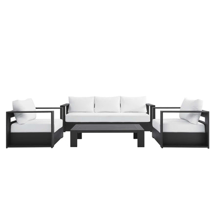 Tahoe 4-Piece Outdoor Patio Powder-Coated Aluminum Set in Gray White