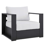 Aspen 4-Piece Outdoor Patio Powder-Coated Aluminum Set in Gray White