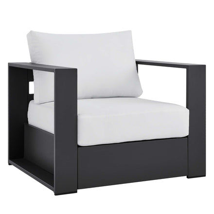 Tahoe 4-Piece Outdoor Patio Powder-Coated Aluminum Set in Gray White