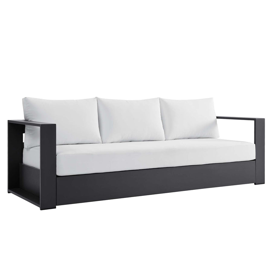 Aspen 4-Piece Outdoor Patio Powder-Coated Aluminum Set in Gray White