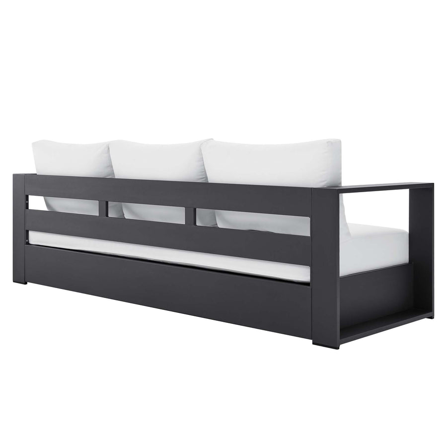 Aspen 4-Piece Outdoor Patio Powder-Coated Aluminum Set in Gray White