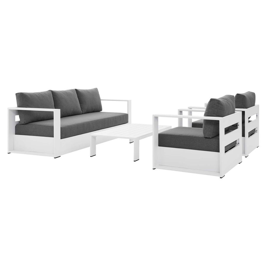 Aspen 4-Piece Outdoor Patio Powder-Coated Aluminum Set in White Charcoal