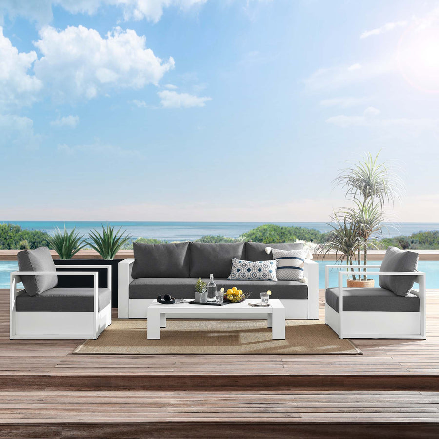 Aspen 4-Piece Outdoor Patio Powder-Coated Aluminum Set in White Charcoal