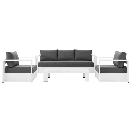 Tahoe 4-Piece Outdoor Patio Powder-Coated Aluminum Set in White Charcoal
