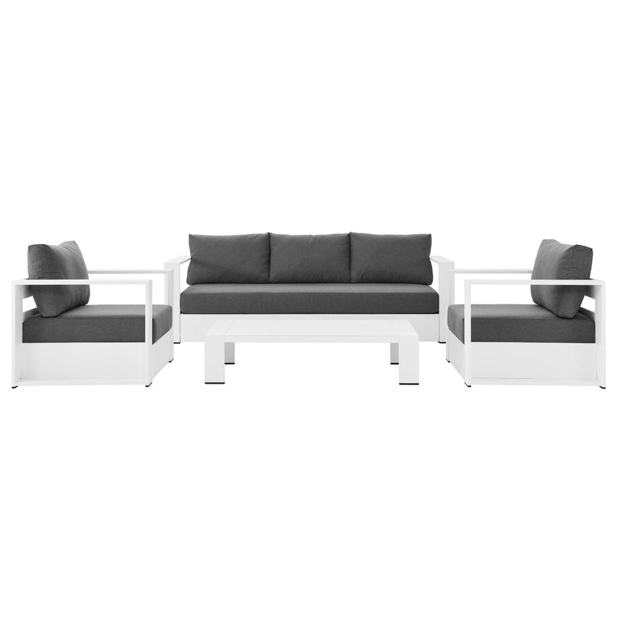 Aspen 4-Piece Outdoor Patio Powder-Coated Aluminum Set in White Charcoal