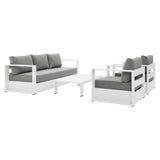 Aspen 4-Piece Outdoor Patio Powder-Coated Aluminum Set in White Gray