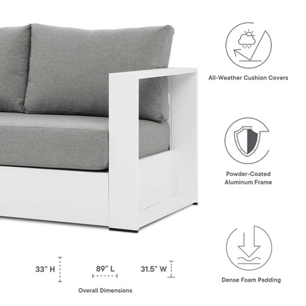 Tahoe 4-Piece Outdoor Patio Powder-Coated Aluminum Set in White Gray