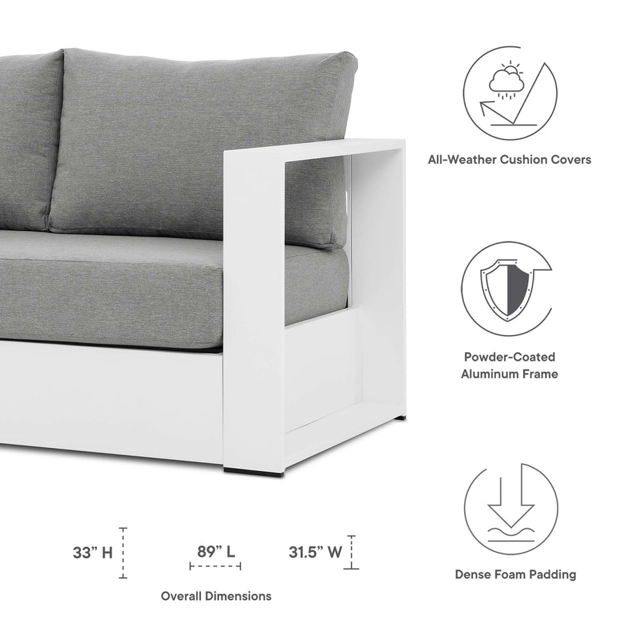 Aspen 4-Piece Outdoor Patio Powder-Coated Aluminum Set in White Gray