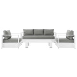 Aspen 4-Piece Outdoor Patio Powder-Coated Aluminum Set in White Gray