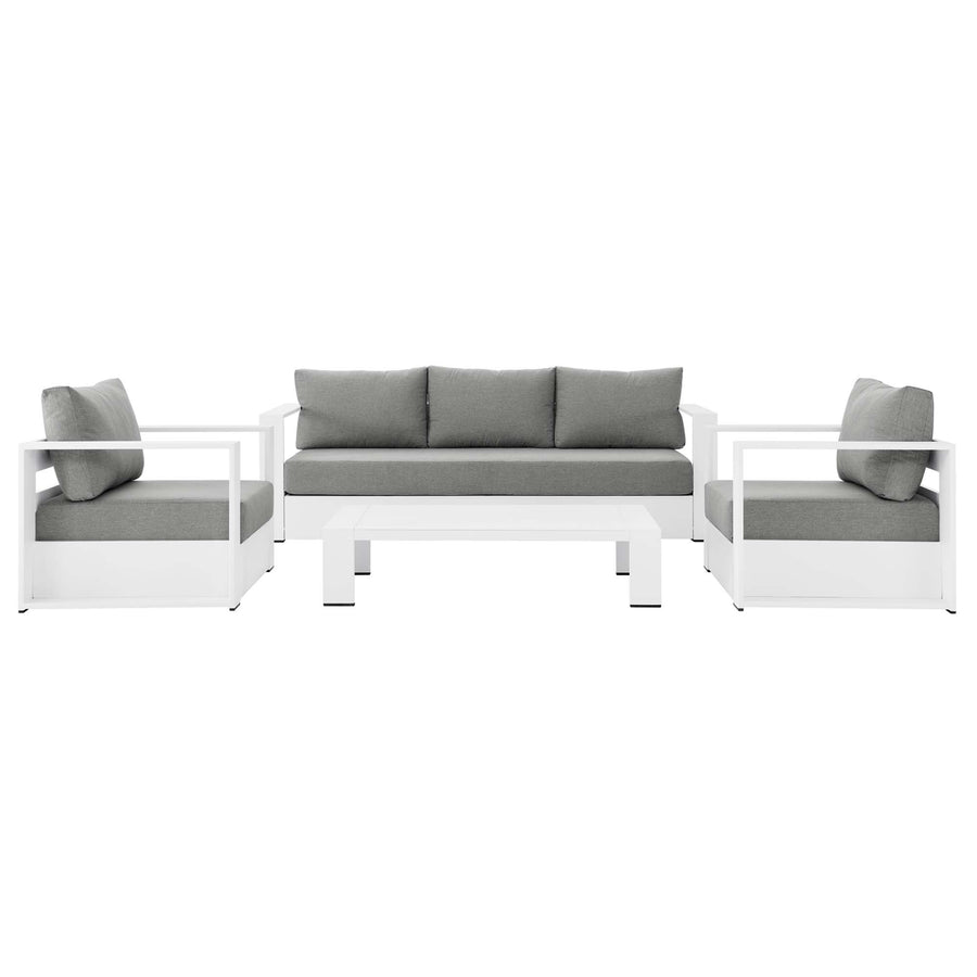 Aspen 4-Piece Outdoor Patio Powder-Coated Aluminum Set in White Gray