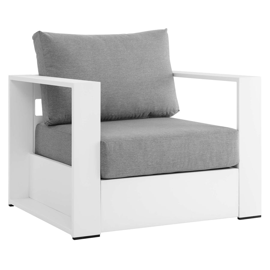 Aspen 4-Piece Outdoor Patio Powder-Coated Aluminum Set in White Gray