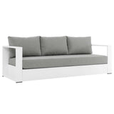Aspen 4-Piece Outdoor Patio Powder-Coated Aluminum Set in White Gray