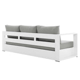 Aspen 4-Piece Outdoor Patio Powder-Coated Aluminum Set in White Gray
