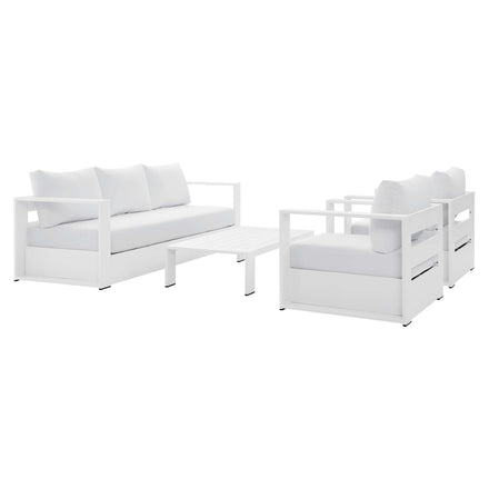 Tahoe 4-Piece Outdoor Patio Powder-Coated Aluminum Set in White White