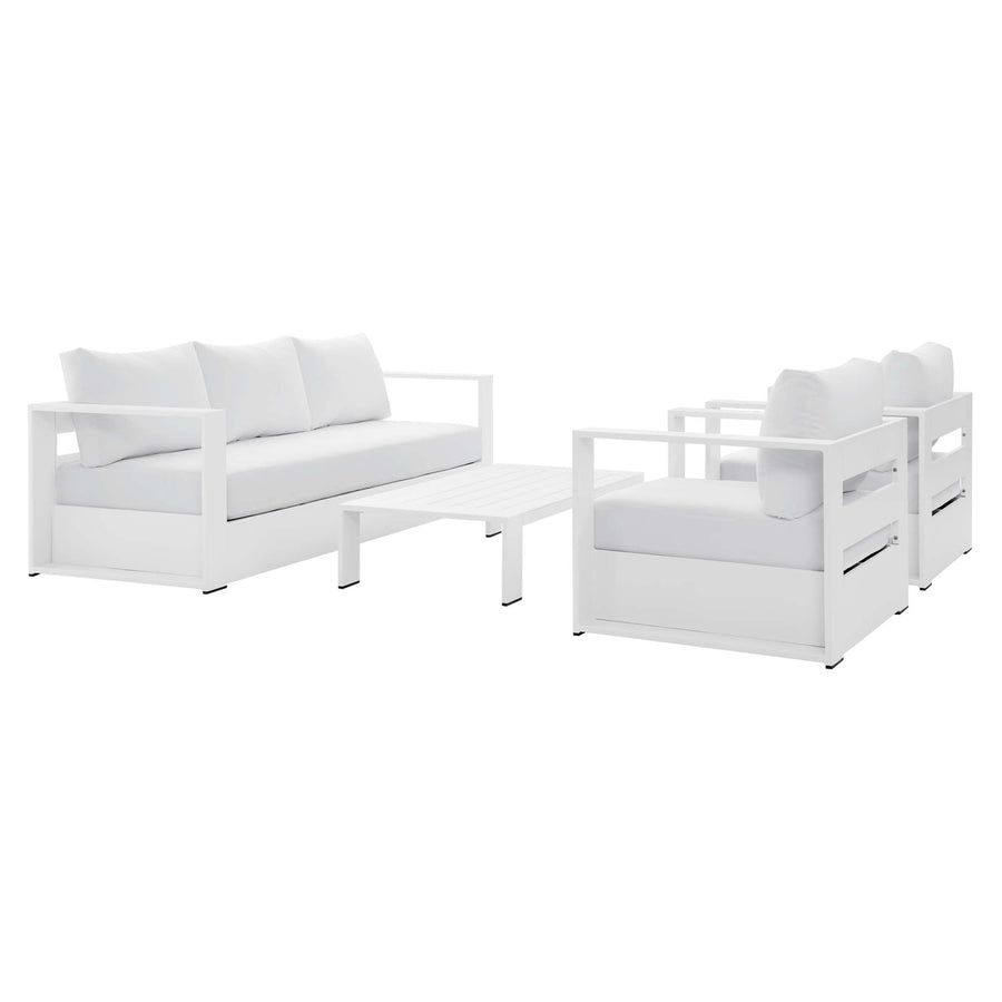 Aspen 4-Piece Outdoor Patio Powder-Coated Aluminum Set in White White