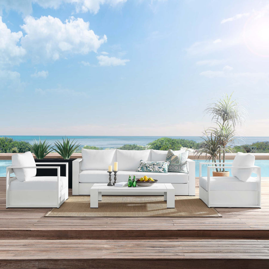 Aspen 4-Piece Outdoor Patio Powder-Coated Aluminum Set in White White