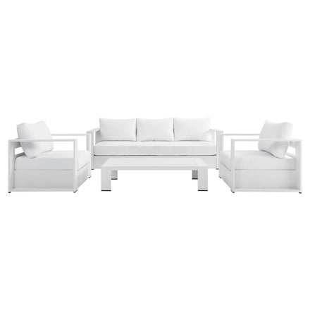Tahoe 4-Piece Outdoor Patio Powder-Coated Aluminum Set in White White