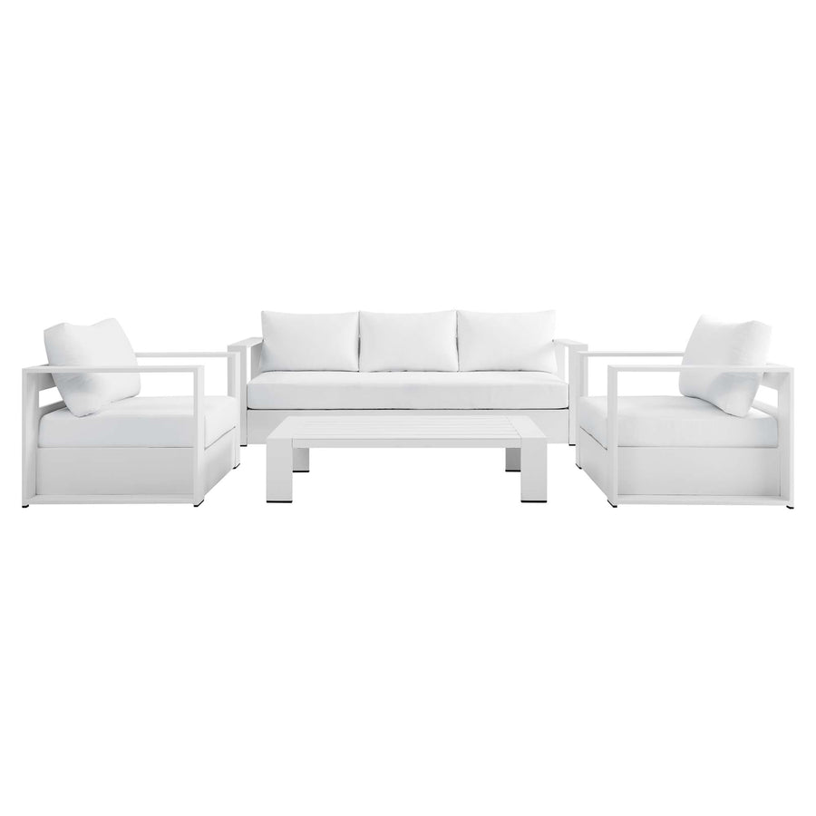 Aspen 4-Piece Outdoor Patio Powder-Coated Aluminum Set in White White