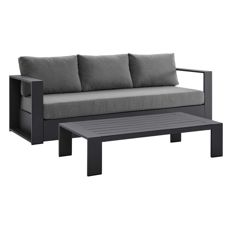 Aspen 2-Piece Outdoor Patio Powder-Coated Aluminum Set in Gray Charcoal