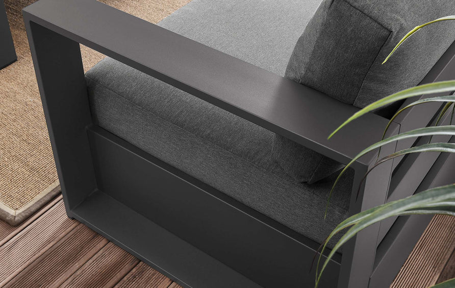 Aspen 2-Piece Outdoor Patio Powder-Coated Aluminum Set in Gray Charcoal