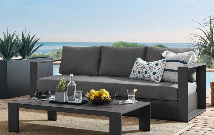 Aspen 2-Piece Outdoor Patio Powder-Coated Aluminum Set in Gray Charcoal
