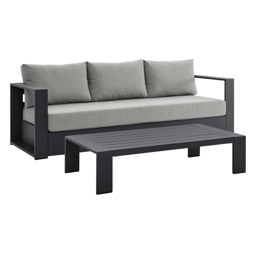 Aspen 2-Piece Outdoor Patio Powder-Coated Aluminum Set in Gray Gray