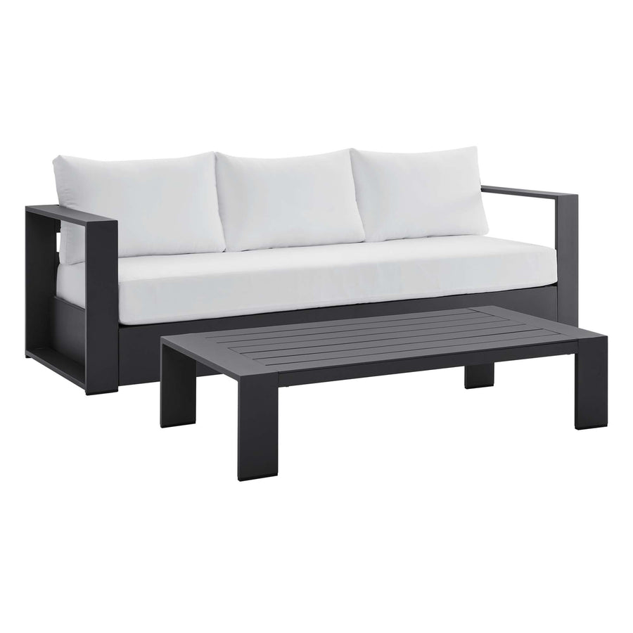 Aspen 2-Piece Outdoor Patio Powder-Coated Aluminum Set in Gray White