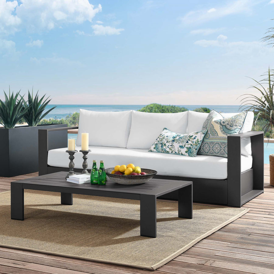 Aspen 2-Piece Outdoor Patio Powder-Coated Aluminum Set in Gray White