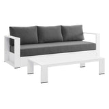 Aspen 2-Piece Outdoor Patio Powder-Coated Aluminum Set in White Charcoal