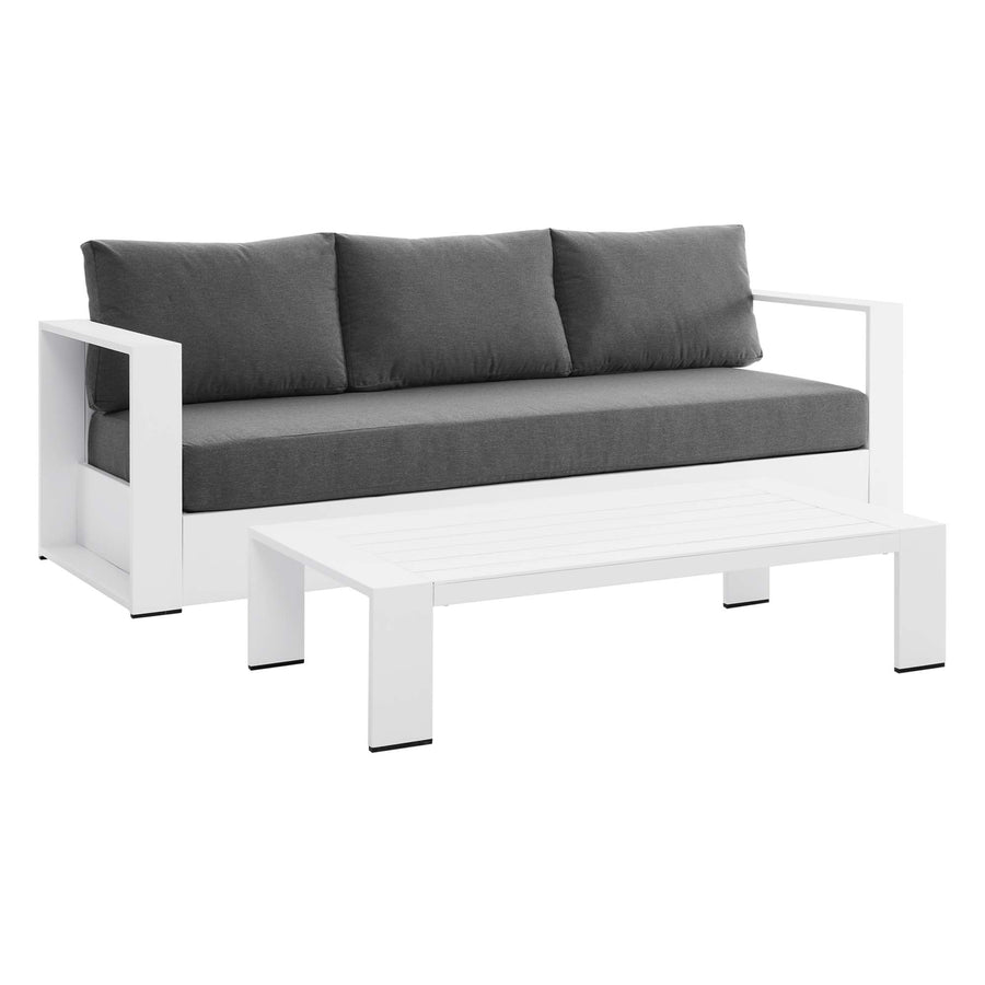 Aspen 2-Piece Outdoor Patio Powder-Coated Aluminum Set in White Charcoal