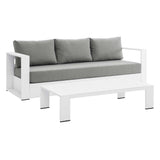 Aspen 2-Piece Outdoor Patio Powder-Coated Aluminum Set in White Gray