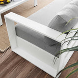 Aspen 2-Piece Outdoor Patio Powder-Coated Aluminum Set in White Gray