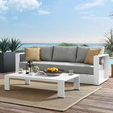 Aspen 2-Piece Outdoor Patio Powder-Coated Aluminum Set in White Gray