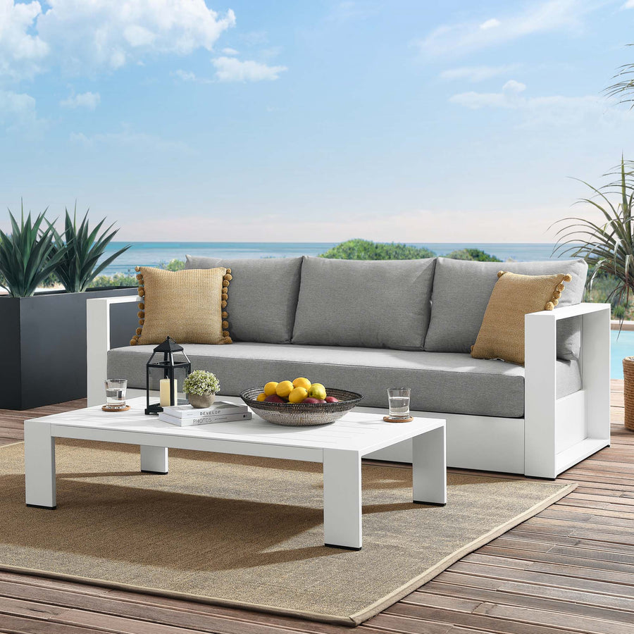 Aspen 2-Piece Outdoor Patio Powder-Coated Aluminum Set in White Gray