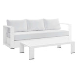 Aspen 2-Piece Outdoor Patio Powder-Coated Aluminum Set in White White
