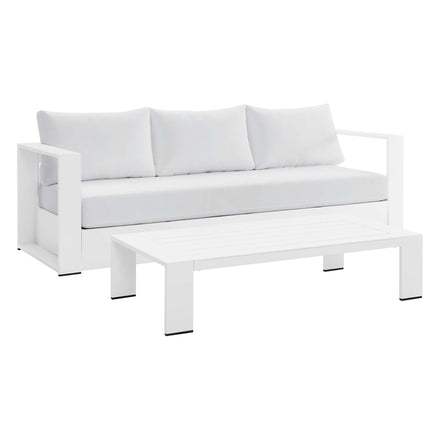 Tahoe 2-Piece Outdoor Patio Powder-Coated Aluminum Set in White White