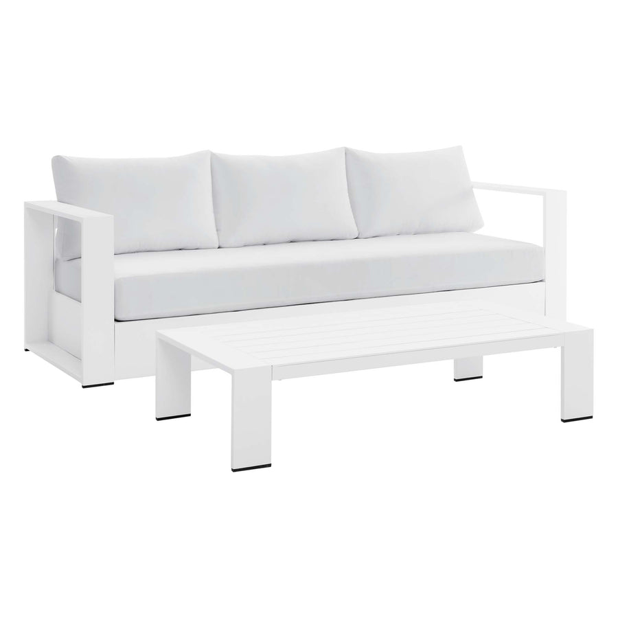 Aspen 2-Piece Outdoor Patio Powder-Coated Aluminum Set in White White