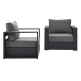 Aspen 2-Piece Outdoor Patio Powder-Coated Aluminum Armchair Set in Gray Charcoal