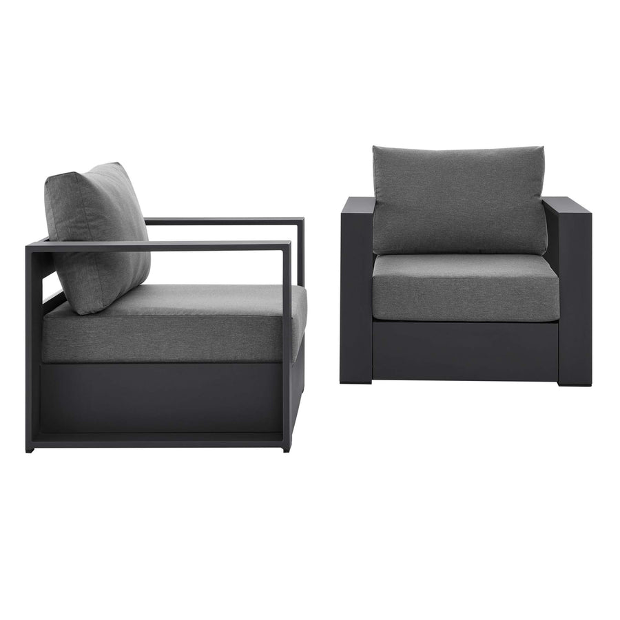 Aspen 2-Piece Outdoor Patio Powder-Coated Aluminum Armchair Set in Gray Charcoal