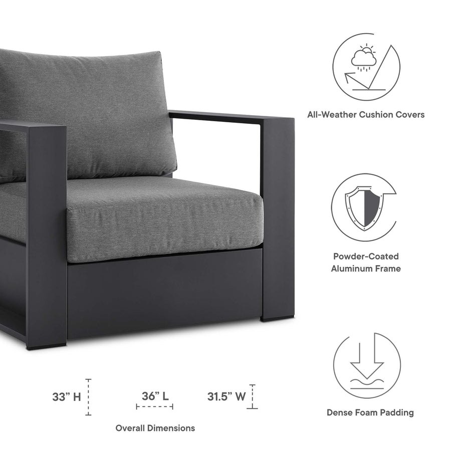 Aspen 2-Piece Outdoor Patio Powder-Coated Aluminum Armchair Set in Gray Charcoal