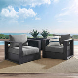 Aspen 2-Piece Outdoor Patio Powder-Coated Aluminum Armchair Set in Gray Charcoal