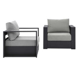 Aspen 2-Piece Outdoor Patio Powder-Coated Aluminum Armchair Set in Gray Gray