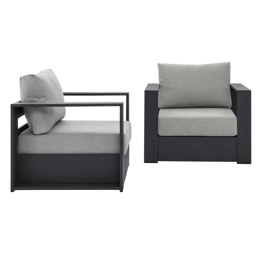 Aspen 2-Piece Outdoor Patio Powder-Coated Aluminum Armchair Set in Gray Gray