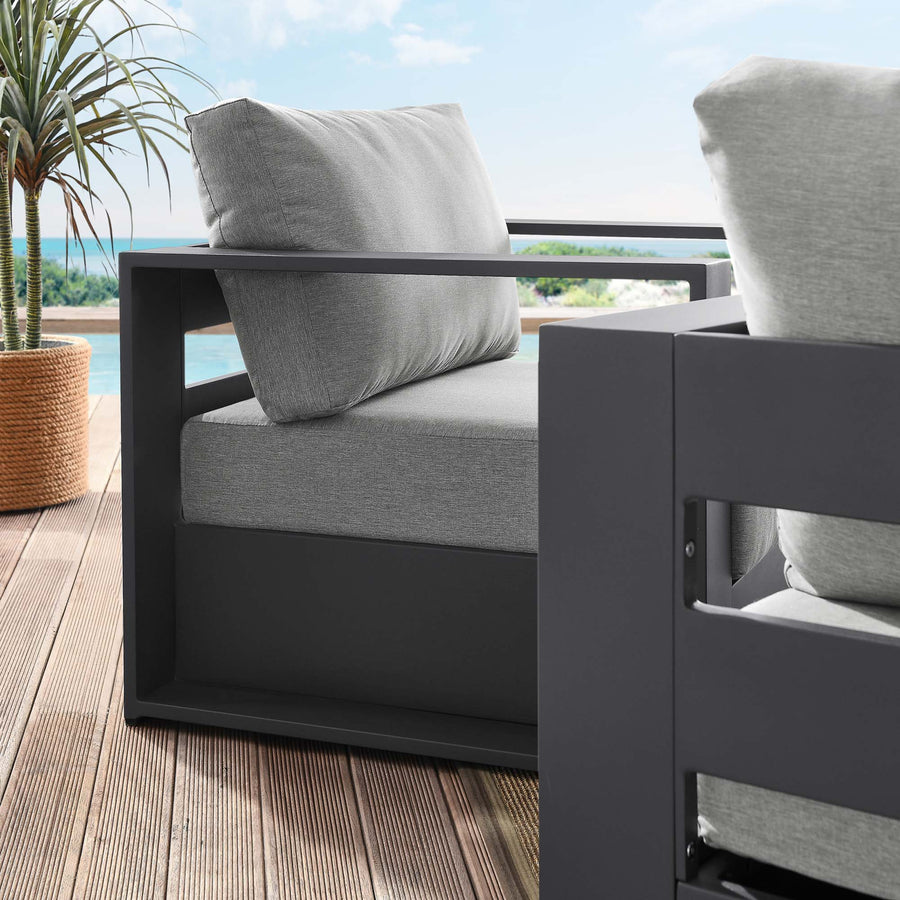 Aspen 2-Piece Outdoor Patio Powder-Coated Aluminum Armchair Set in Gray Gray