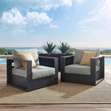 Aspen 2-Piece Outdoor Patio Powder-Coated Aluminum Armchair Set in Gray Gray