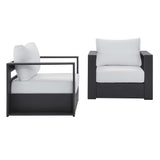 Aspen 2-Piece Outdoor Patio Powder-Coated Aluminum Armchair Set in Gray White