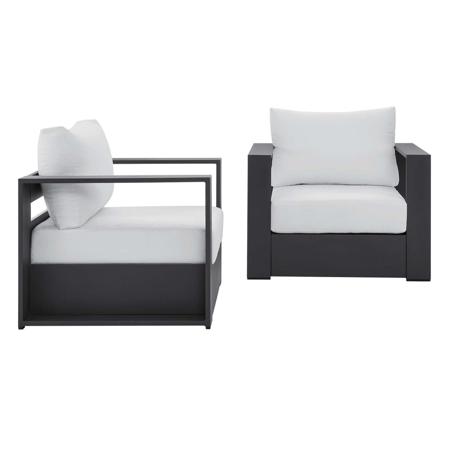 Aspen 2-Piece Outdoor Patio Powder-Coated Aluminum Armchair Set in Gray White