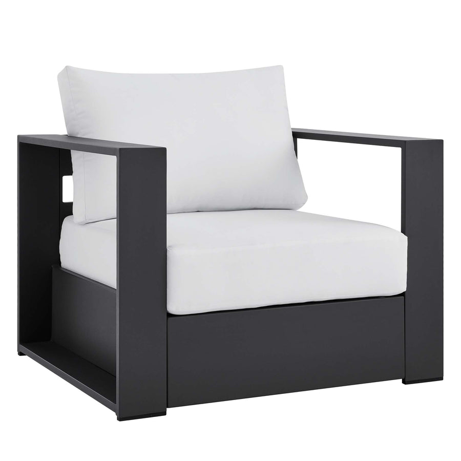 Aspen 2-Piece Outdoor Patio Powder-Coated Aluminum Armchair Set in Gray White